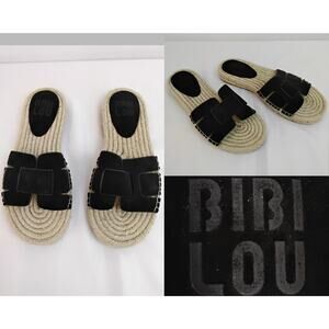 Bibi Lou Espadrille Sandals EU 39 US Women's 9 Black Suede Flats #Z5147